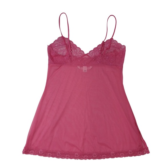 Victoria's Secret Pink Lace Trim Sheer Babydoll Chemise Lingerie Size M - Picture 5 of 8